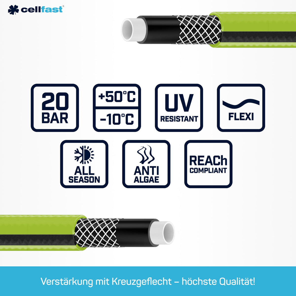 Furtun de grădină CELLFAST Quattro 3/4" 50m 4 straturi - 10-063