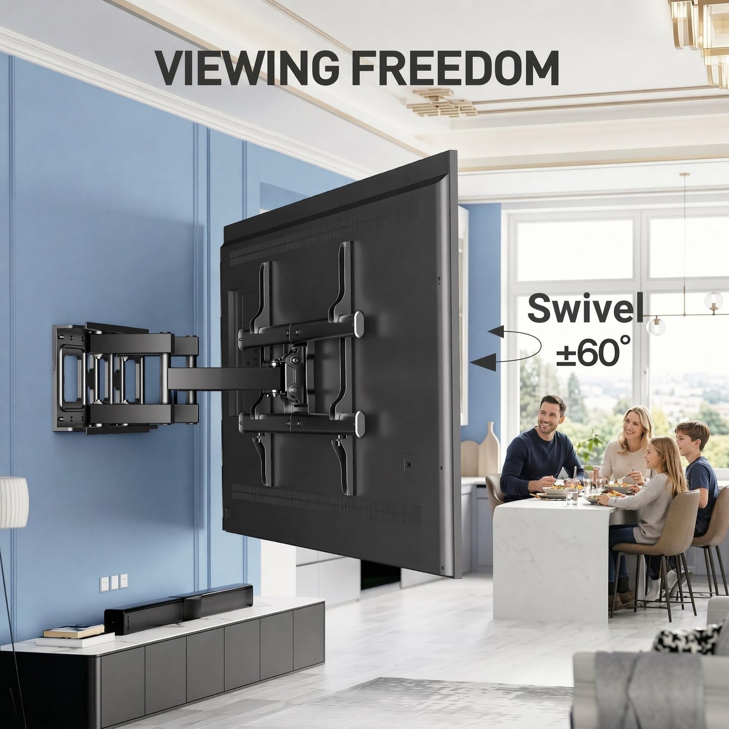 PERLESMITH TV wall mount, for 37-85 inch TVs 60 kg, VESA 600x400 mm - PSPILFK1-E