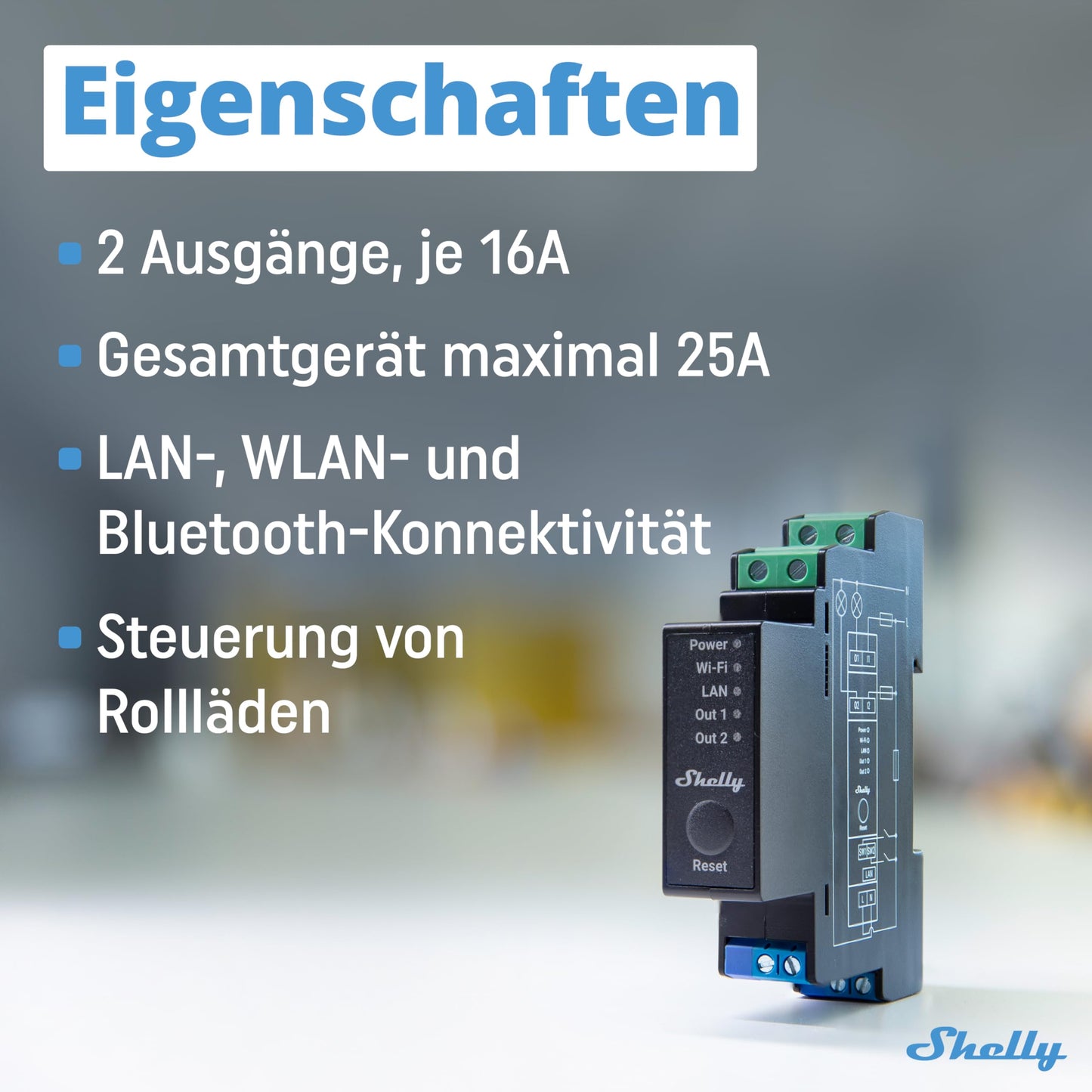 Shelly Pro 2PM | WLAN & LAN 2-channel smart relay switch with current measurement - 25A | Home automation | Compatible with Alexa & Google Home | iOS Android App | Remote control | No hub required - 3800235268032