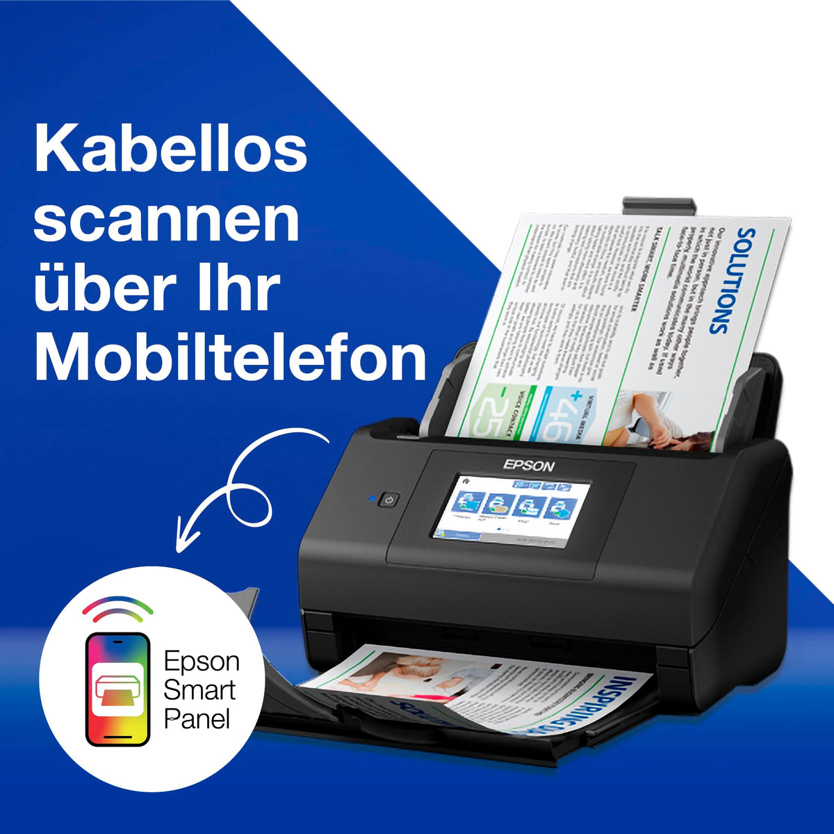 Epson Workforce ES-580W Scanner, Document Scanner (scans without PC, 35 pages or 70 images per minute, up to A4 size, double-sided scanning in one pass, automatic alignment) One Size - B11B258401