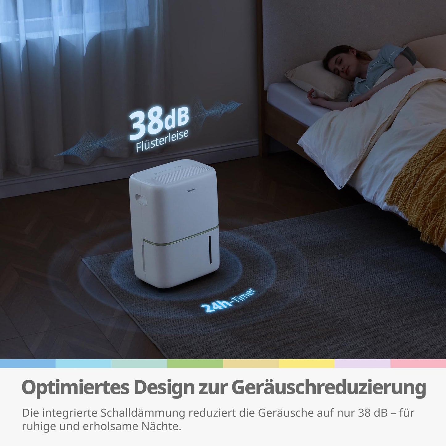 Comfee dehumidifier 20L/24h, room size approx. 100m³ (40m²), APP-enabled, smart mode, timer 24H, water tank 5L, against moisture, CDDKE-20DEN7 (EU) - CDDKE-20DEN7(EU)