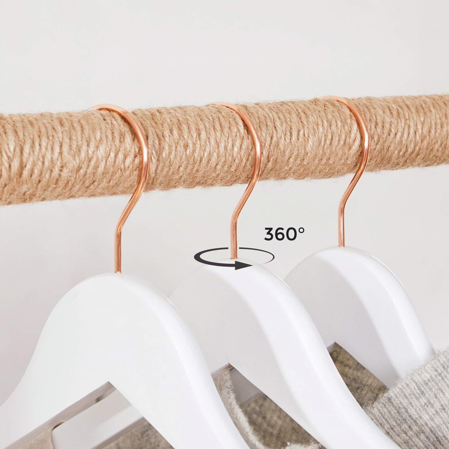 SONGMICS wooden clothes hangers, set of 20, solid wood hangers, notches in the shoulder area, non-slip trouser bar, 360° rotating hook, for suits, shirts, white-rose gold CRW001W01