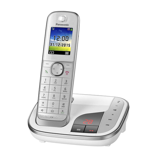 Panasonic KX-TGJ320GW cordless telephone with answering machine, hands-free system, color LCD, DECT security, low radiation, long-lasting battery, black
