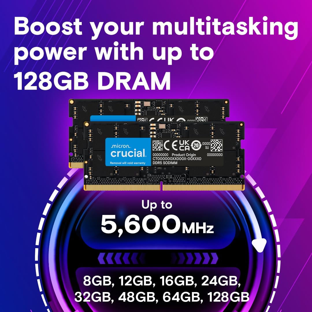 Crucial DDR5 RAM 32GB 5600MHz SODIMM, RAM for laptop/notebook, mini PC (also 5200MHz / 4800MHz) CL46 - CT32G56C46S5