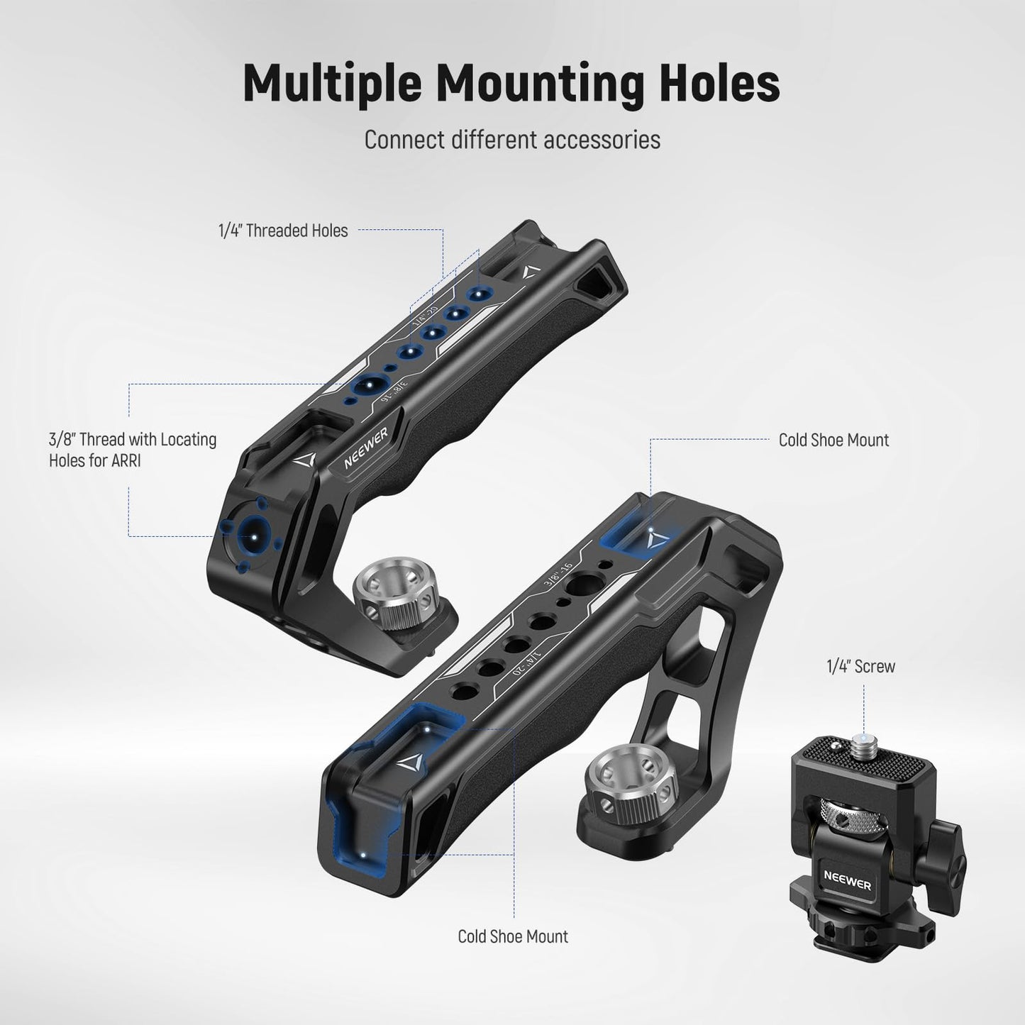 NEEWER Universal Camera Cage with Top Handle, Accessories Monitor Mount, Arca Type Camera Gimbal Stabilizer Video Rig, Two Handles and 3/8 Compatible with SmallRig CA016T+MA006
