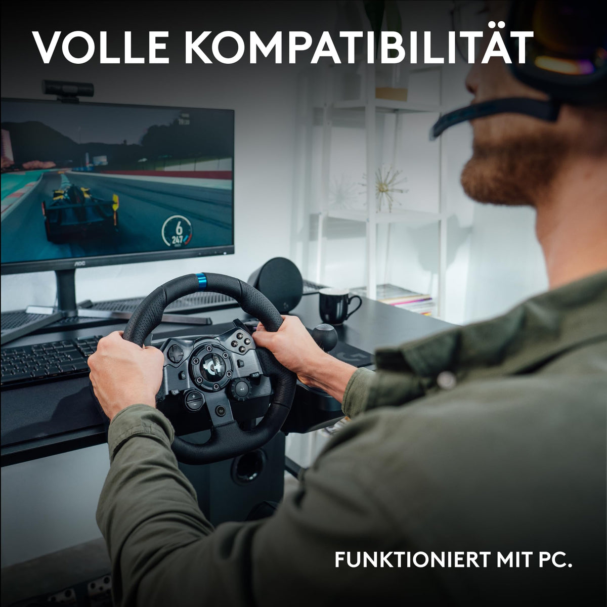 Logitech G G923 Racing Wheel and Pedals for PC - Black - 941-000346