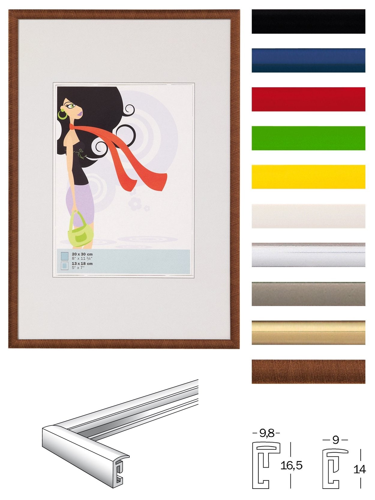 walther design picture frame steel 50 x 70 cm New Lifestyle plastic frame KV070D