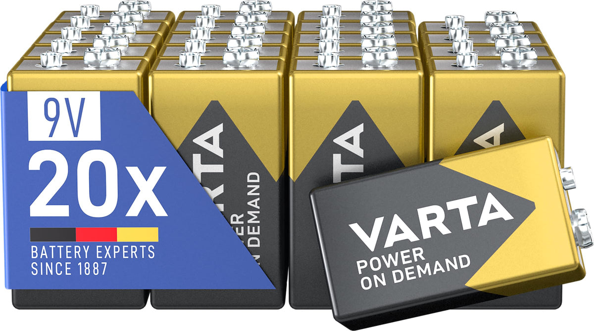Baterii VARTA 9V, 20 buc, Power on Demand, baterie alcalină bloc (pachet cu 2) - 402