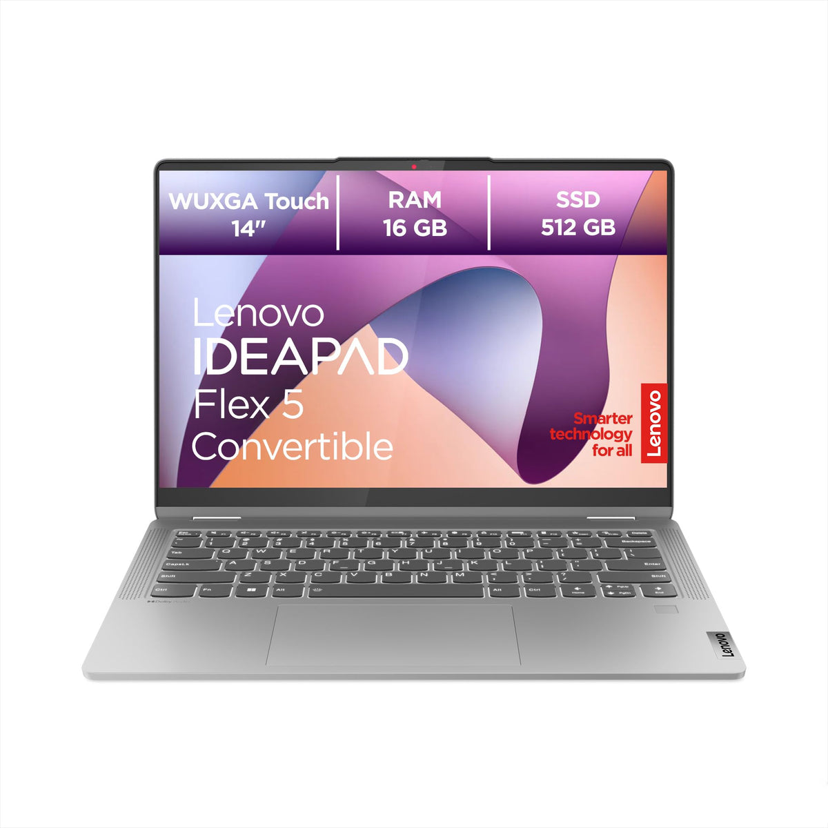Lenovo IdeaPad Flex Convertible 5 Laptop | Display WUXGA de 14" | AMD Ryzen 7 7730U | 16GB RAM | 512GB SSD | Grafică AMD Radeon | Windows 11 Home | QWERTZ | gri | 3 luni Premium Care - 82XX0003GE