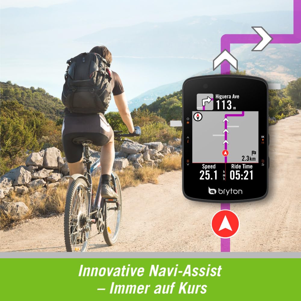 Bryton Rider 550 GPS bike computer sensor bundle with 37 hours battery life, 2.8-inch color display, and bike navigation.
