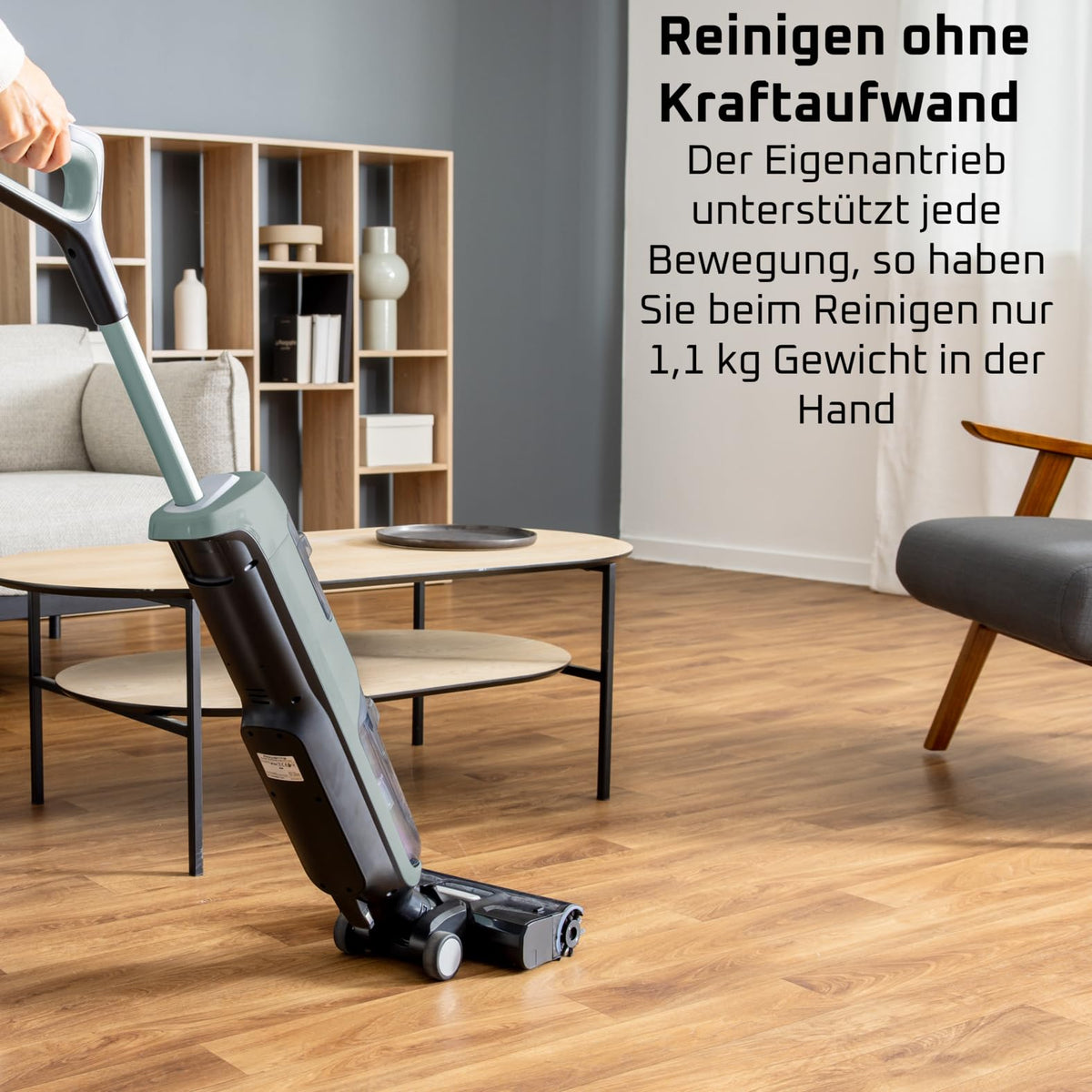 Rowenta X-Clean 2, 2-in-1 wet-dry vacuum cleaner, ECO/MAX modes for flawless results, weighs 1.1 kg, self-propelling brush, edge cleaning, 90 seconds self-cleaning cycle, Eucalyptus, GZ2262E0