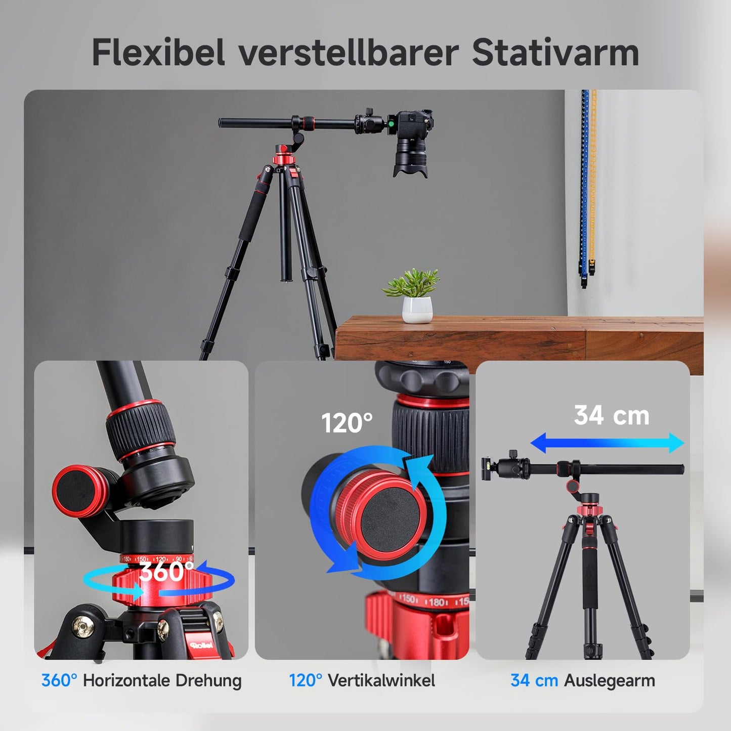 Rollei Compact Traveler No.2 XL photo tripod camera with extension arm 213cm - 26978