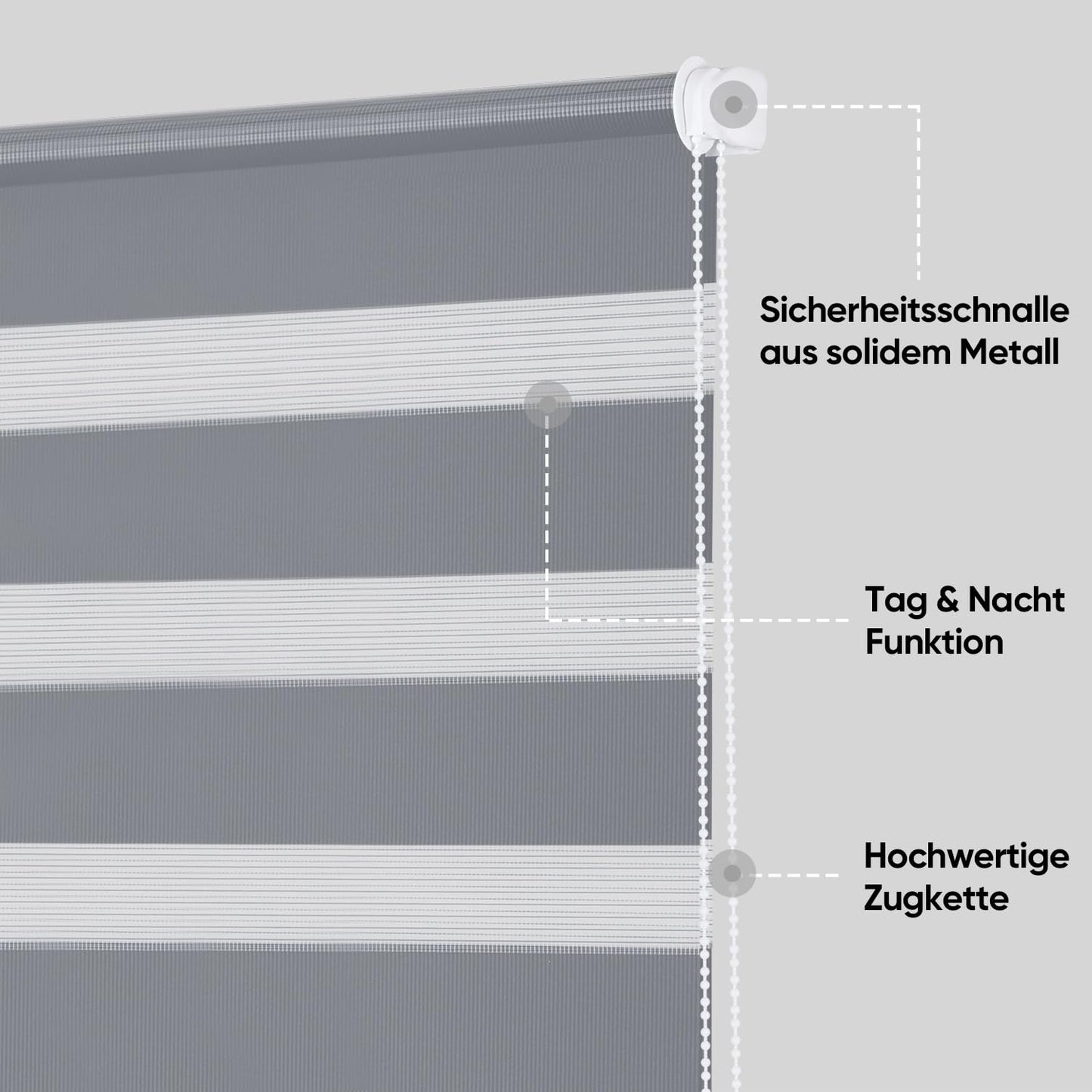 Sekey double roller blind Klemmfix without drilling for windows, double roller blind 115 cm wide, duo roller blind sun protection, 115x210cm, gray - BL-2212