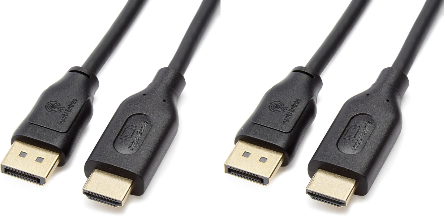 Amazon Basics DisplayPort to HDMI, 1.8 m, Pack of 10, Black (Pack of 2) - DPH12M-6FT-10P