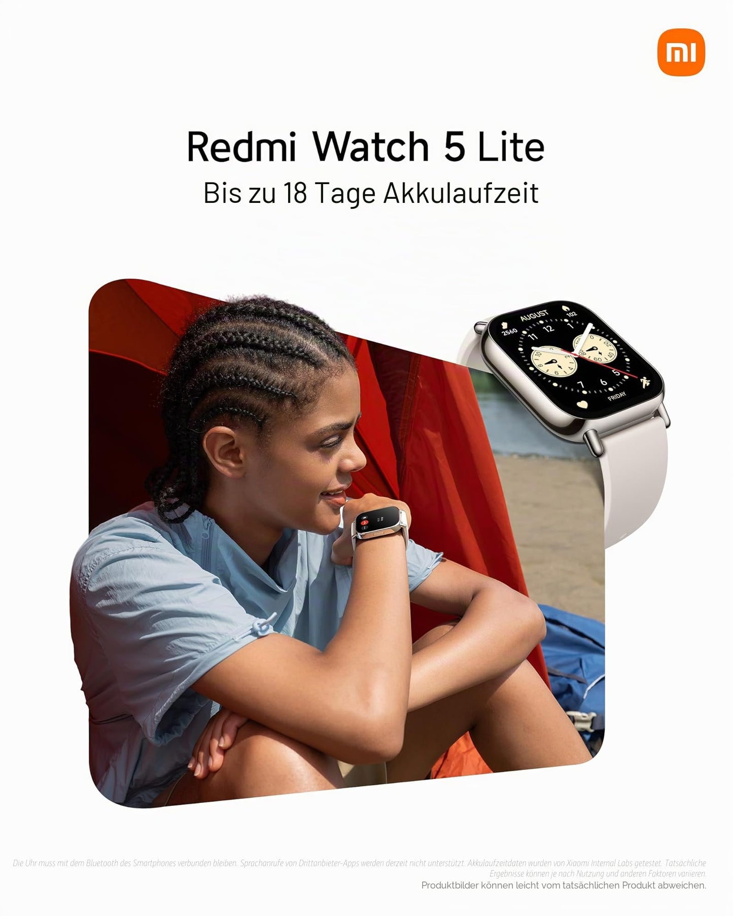 Redmi Watch 5 Lite Smartwatch, 1.96" AMOLED display, 18 days battery, 150+ sports modes, integrated GPS, heart rate and SPO₂ tracking, 5ATM waterproof, always-on display, Bluetooth calls, black