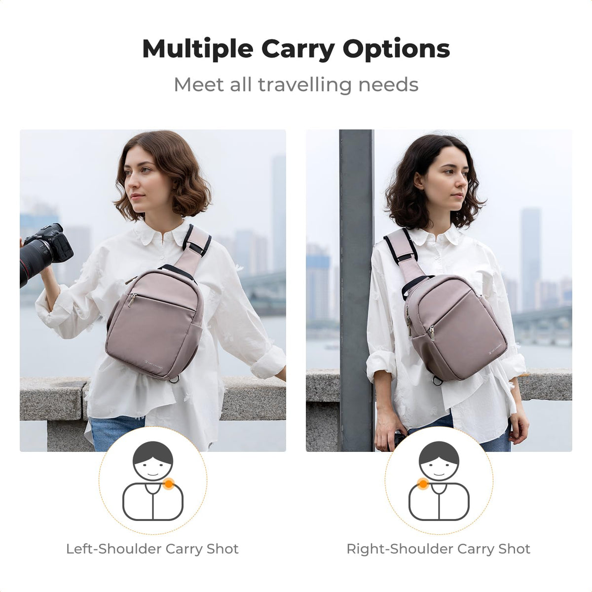 K&F CONCEPT Geantă pentru cameră, Geantă tip sling pentru cameră Rucsac foto mic - JPKF13.171V1US