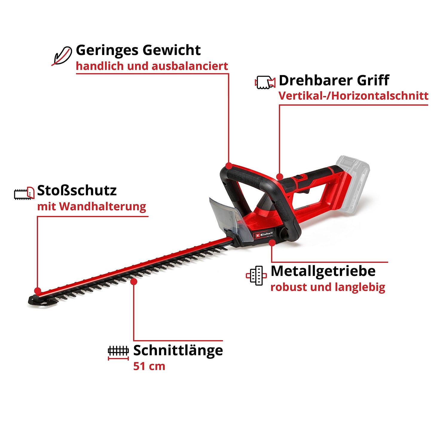 Einhell cordless hedge trimmer GC-CH 18/50 Li Solo - 3410945