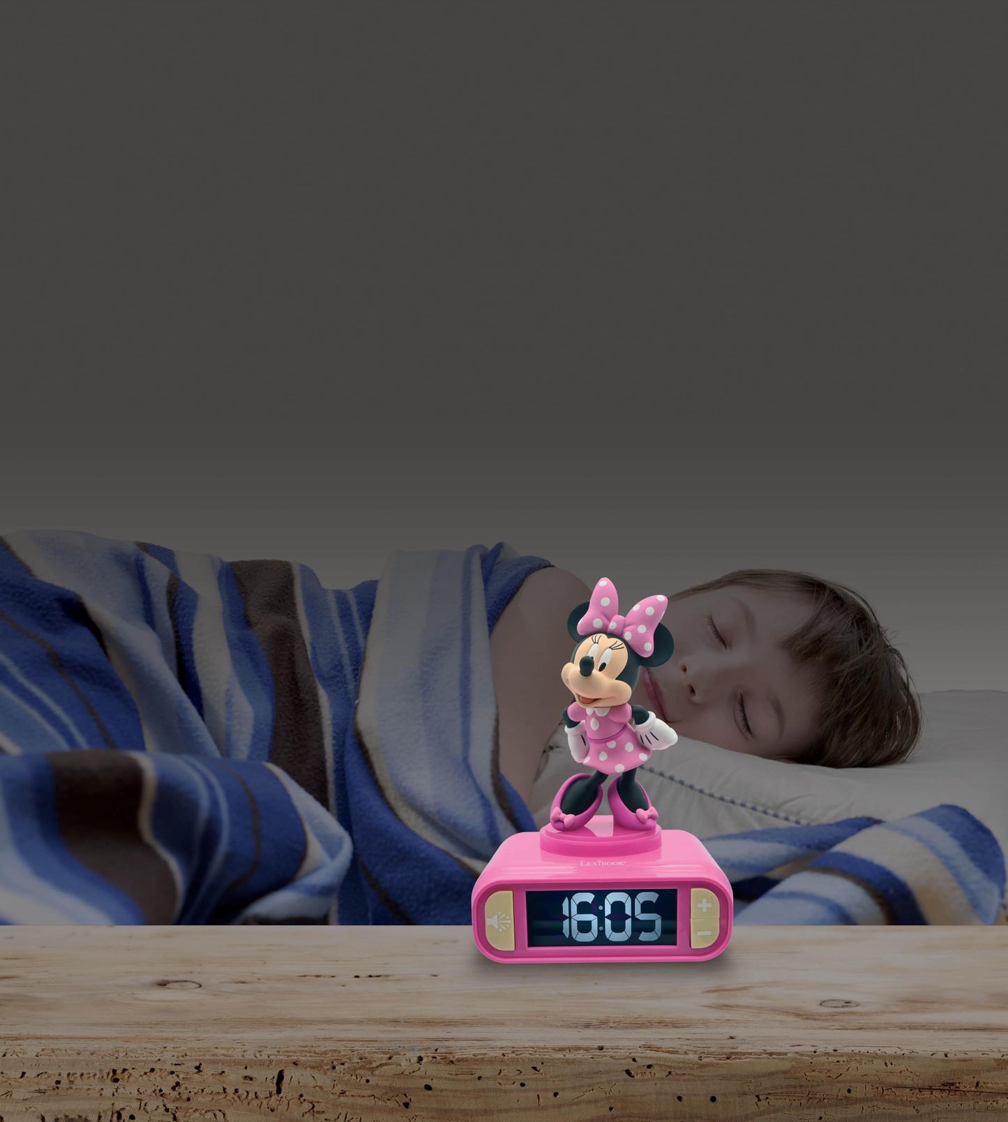 Lexibook, Disney Minnie, Minnie Night Light Alarm Clock, Sounds and Melodies, LCD Screen with Backlight, Luminous, Snooze, Pink, RL800MNLXB
