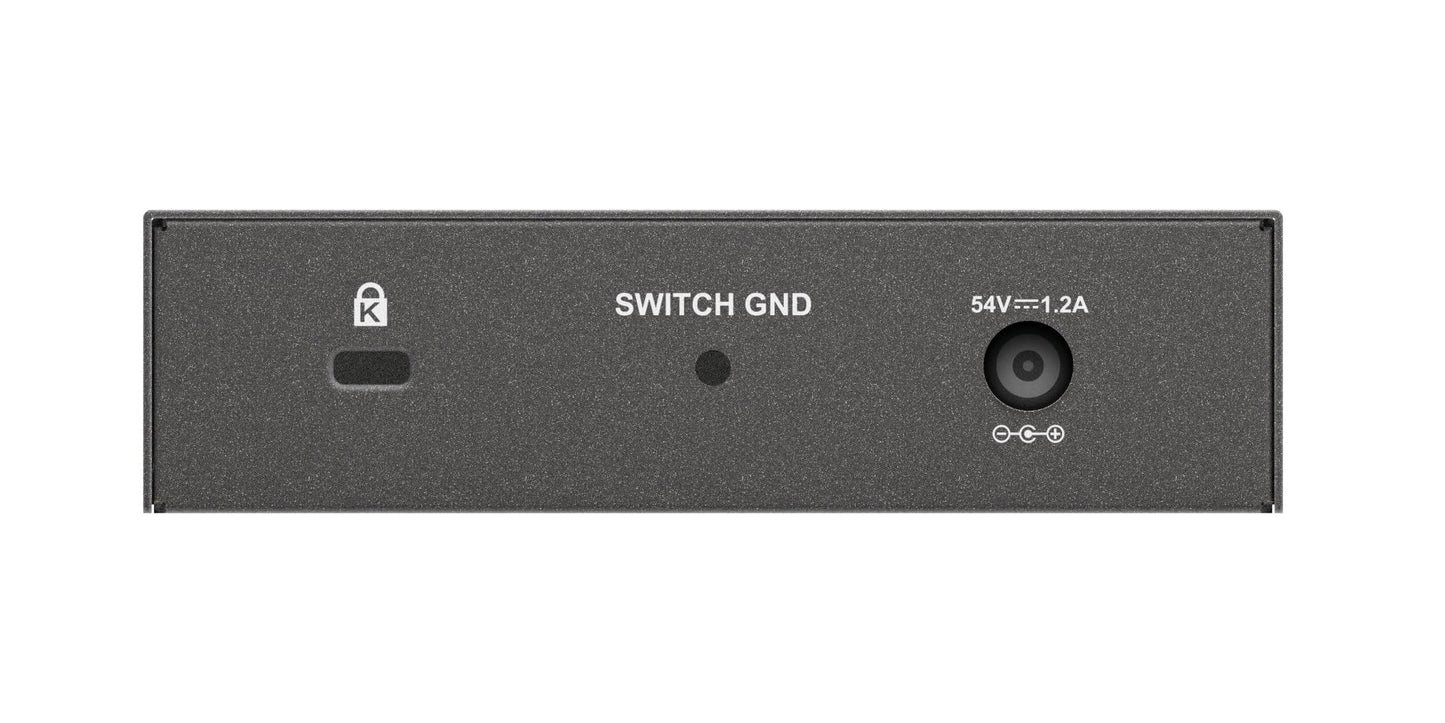 D-Link DGS-1005P, 5-Port Layer 2 Unmanaged PoE Gigabit Switch (4 x 10/100/1000 Mbit/S BaseT PoE port, 1 x 10/100/1000 Mbit/S BaseT port, 60W PoE capacity, plug & play, fanless, metal housing) - DGS-1005P/E