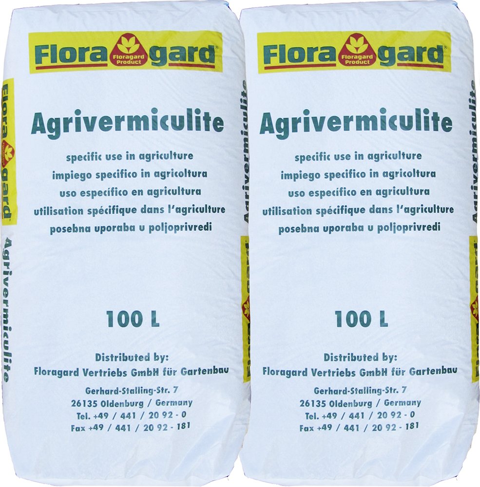 Floragard Vermiculite 200 L (2×100 L, 2-3 mm) - mineral substrate for soil and substrate improvement for gardening, cultivation and houseplants - also as a breeding substrate for reptiles in the terrarium - 115415