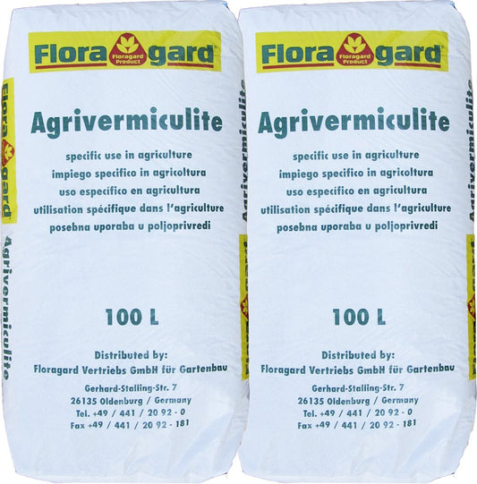Floragard Vermiculite 200 L (2×100 L, 2-3 mm) - mineral substrate for soil and substrate improvement for gardening, cultivation and houseplants - also as a breeding substrate for reptiles in the terrarium - 115415