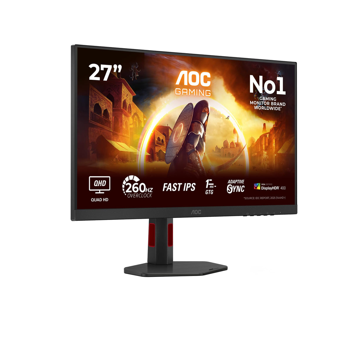 AOC Q27G4ZR Monitor de gaming de 27 inch WQHD, 260Hz, panou Fast IPS, 1ms GtG, HDR400, compatibil G-Sync, ajustare pe înălțime, difuzoare, (2560x1440 HDMI 2X 2.0 DP 1x 1.4) Negru