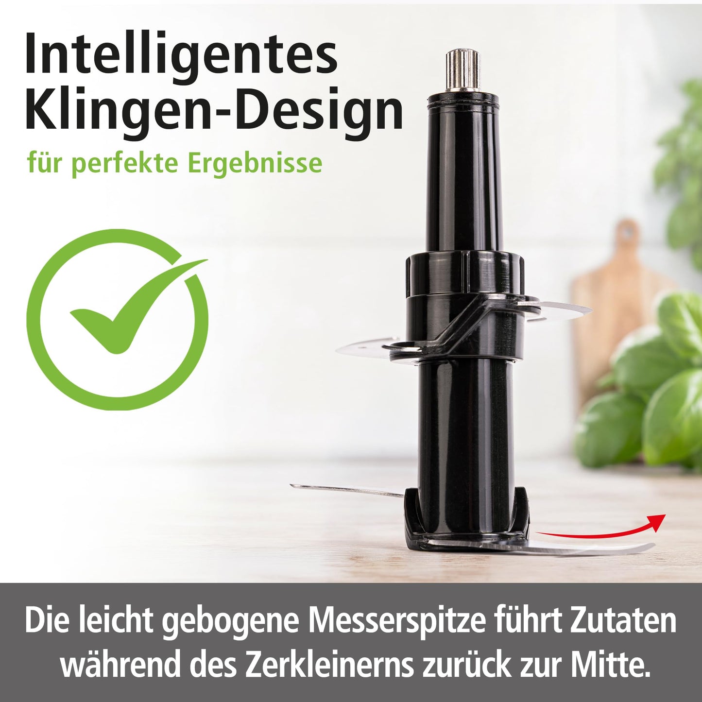 ROMMELSBACHER Multi Chopper MZ 500 - powerful motor, 4-blade special blade made of stainless steel, 1.5 liter glass container, black/brushed chrome, 500 watts