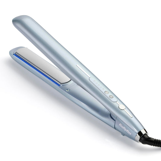 BaByliss Hydro Fusion Straightener – Dual Ion Technology, Anti-Frizz Effect, 5 Temperature Settings, Fast Heating, Automatic Shut-off – Blue, ST573E