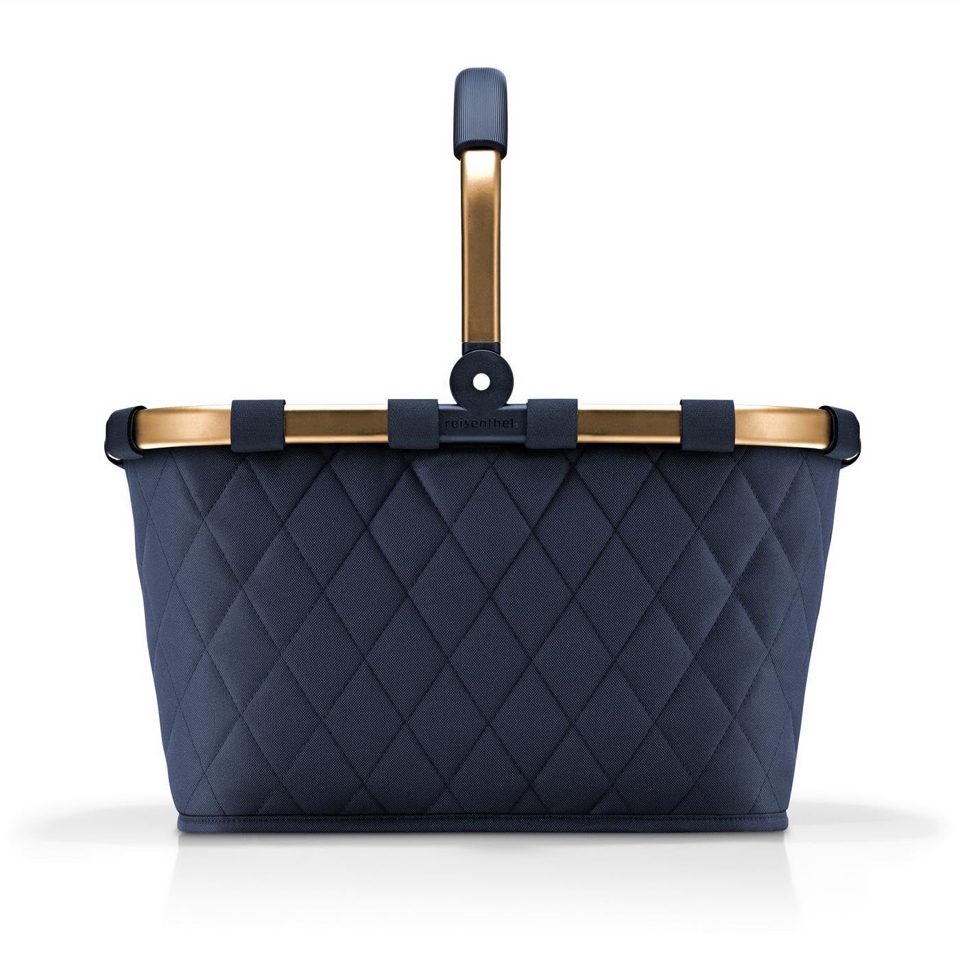 Reisenthel carrybag frame rhombus midnight gold – Stable shopping basket with lots of storage space and practical inner pocket – Elegant and water-repellent design - BK4111