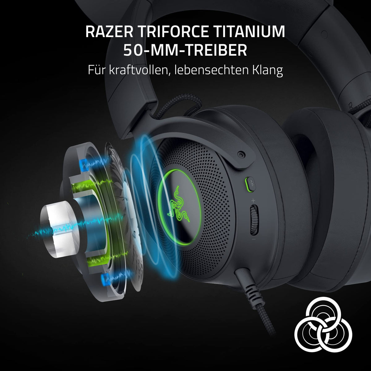 Razer Kraken Kitty V2 Pro - Wired RGB headset with interchangeable ear cups and reactive stream lighting (TriForce Titanium 50mm drivers, HyperClear cardioid microphone) Black - RZ04-04510100-R3M1