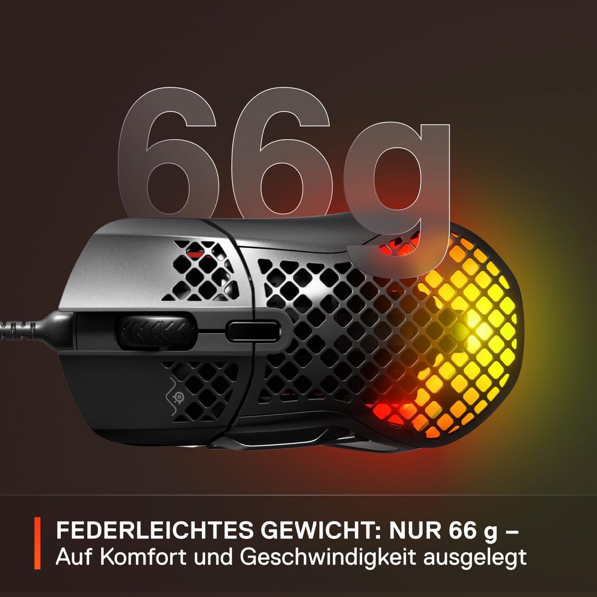 SteelSeries Aerox 5 - Mouse de gaming RGB cu deschideri pe suprafață - Ușoară ca o pană și rezistentă la apă - Senzor optic TrueMove Air cu 18.000 DPI - 62401