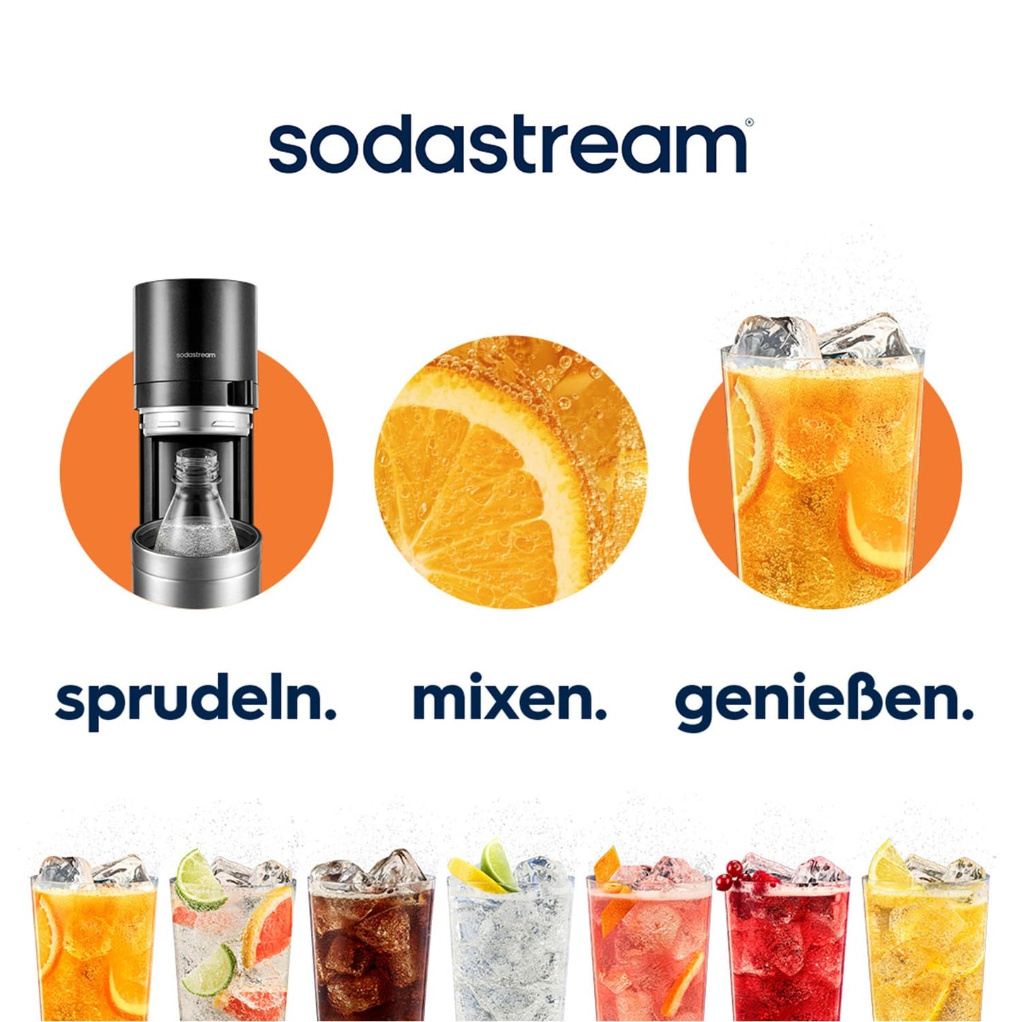 SodaStream water soda maker duo with CO2 cylinder, 2x glass bottles and 2x 1L dishwasher-safe plastic bottles, white, height: 44 cm - 1016814491