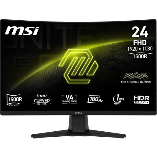 Monitor Gaming MSI MAG 242CA 24" FHD, Curbură 1500R, 1920 x 1080 VA, 180 Hz, 1 ms, HDR Ready, Eye Care, HDMI 2.0b, DP 1.2a, Frameless, Ajustare înclinare, Montare VESA, Negru - 4711377389501