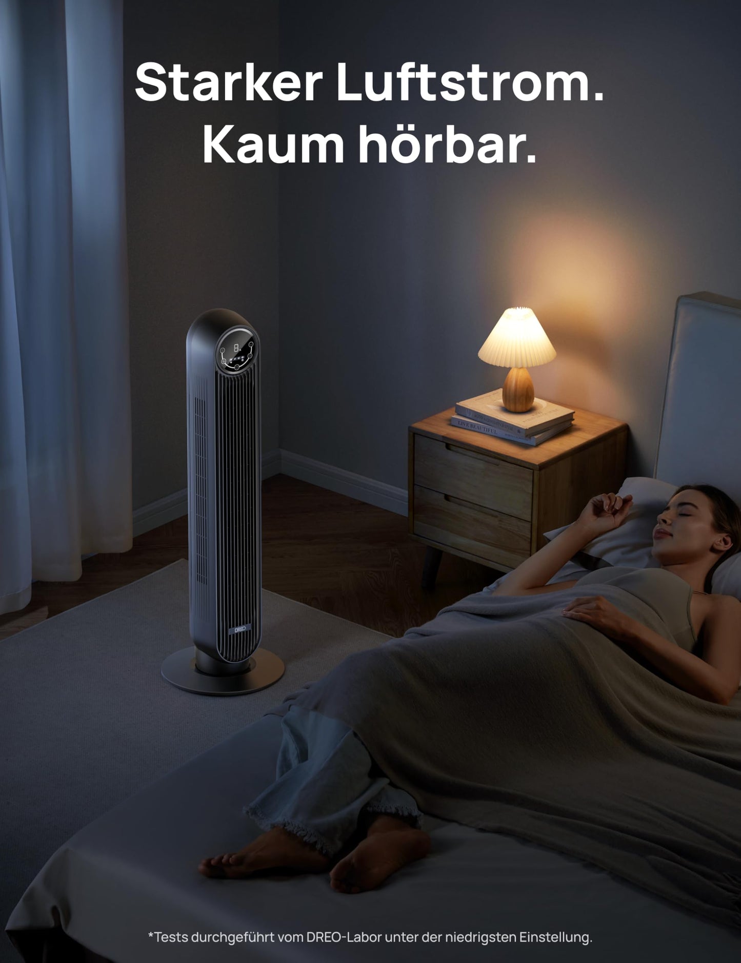 DREO Smart Quiet Tower Fan, APP & Voice Control, 90° Oscillating Fan with Remote Control, 4 Modes, 4 Speeds, 8 Hour Timer, Nomad One S, Black - DR-HTF007S