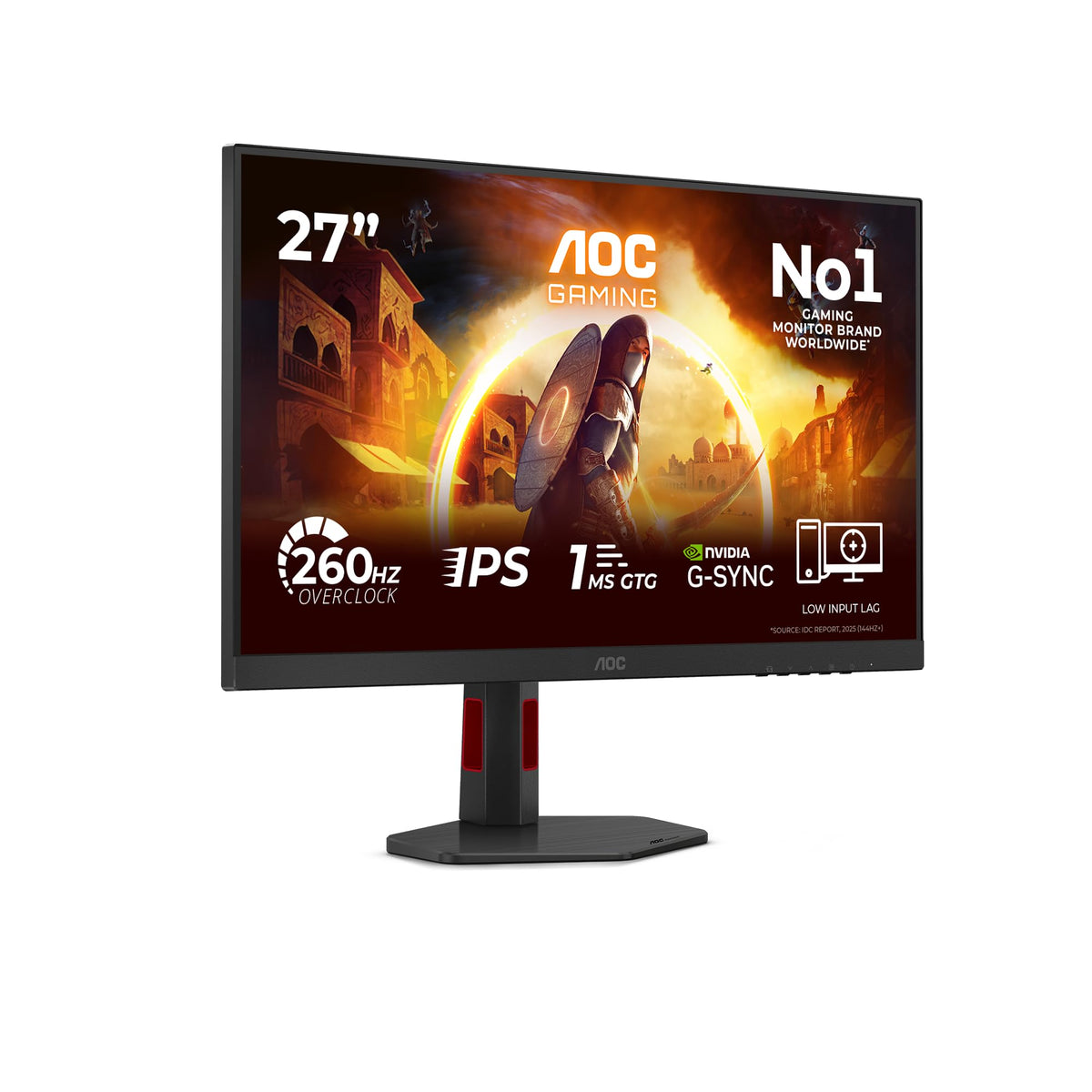 AOC 27G4ZR 27-inch FHD Gaming Monitor, 260Hz, Fast IPS Panel, 1ms GtG, HDR10, G-Sync Compatible, Height Adjustable, (1920x1080 HDMI 2X 2.0 DP 1x 1.4) Black