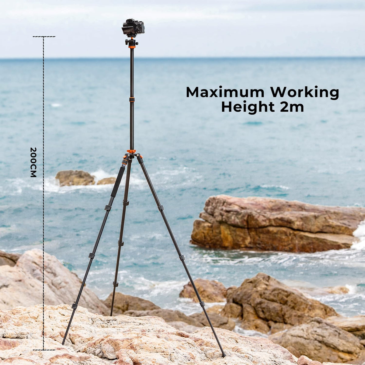 K&F Concept 200cm tripod, aluminum camera tripod, K234A7(S210) tripod with monopod function, 360° ball head incl. quick-release plate for Canon Nikon Sony Olympus - O234A7+BH-28L