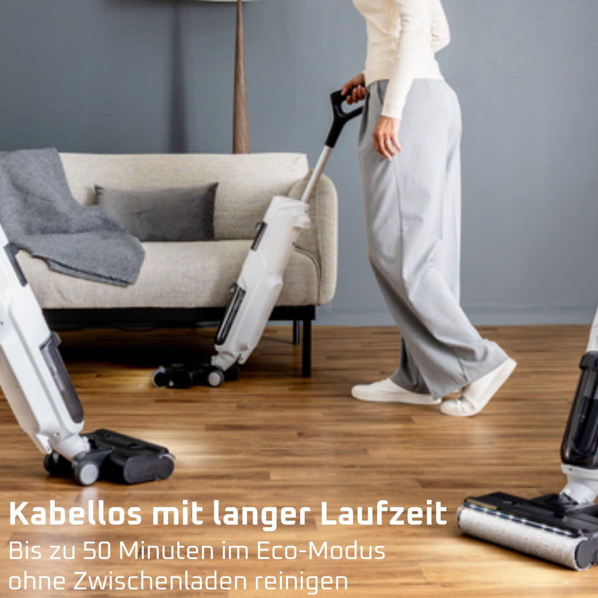 Rowenta X-Clean 5, 2-in-1 wet and dry vacuum cleaner, 3 modes, precise cleaning, automatic detection mode, LED lighting, self-cleaning, hot drying, 50 min runtime, snow white, GZ5557EE