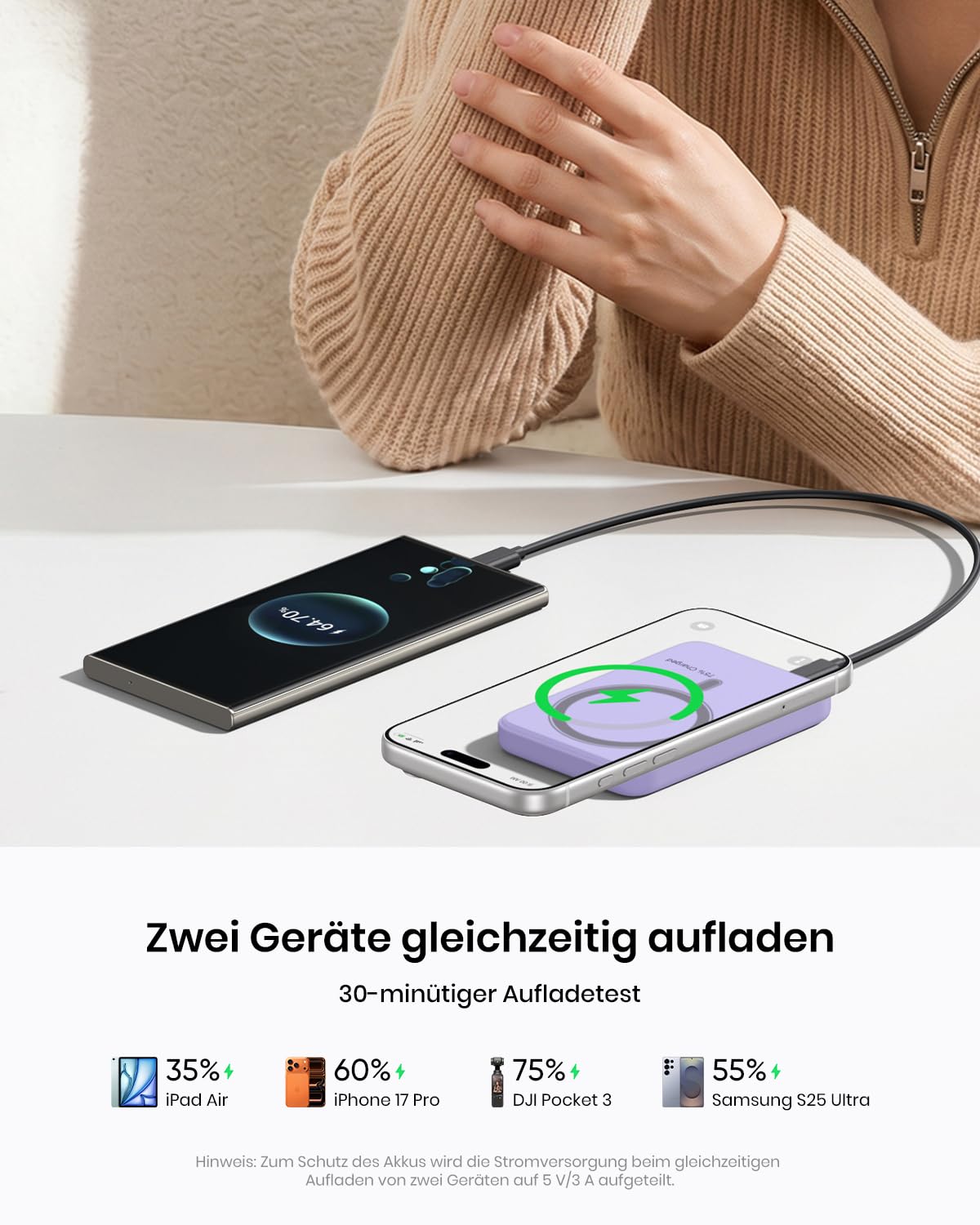 Magnetic Power Bank 10000mAh for iPhone, A ADDTOP Wireless Power Bank - C19PW