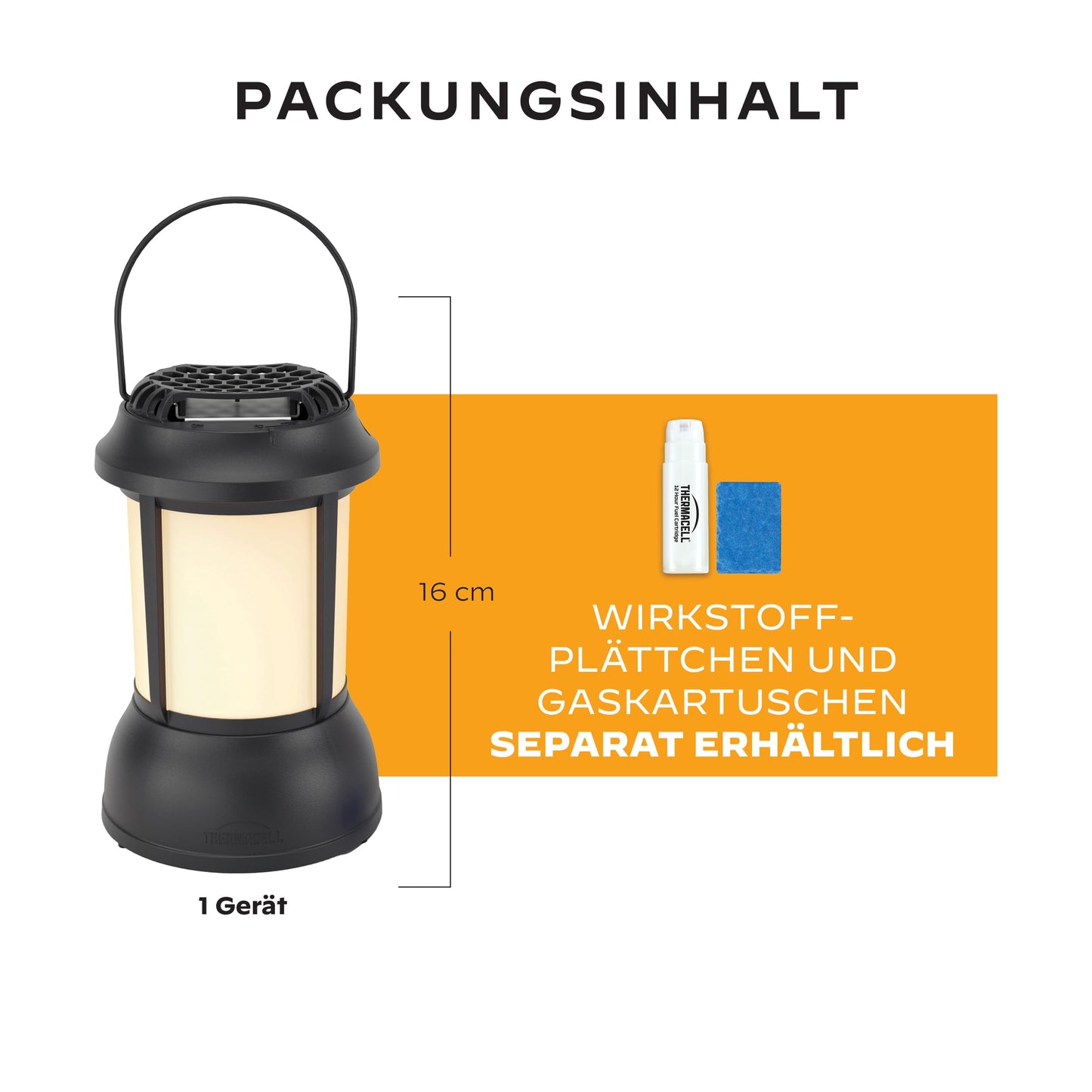Thermacell mosquito repellent lantern without active ingredient plates, innovative mosquito repellent stand-alone device in a modern design, for gardens, terraces and camping with ambient lighting - 86601831