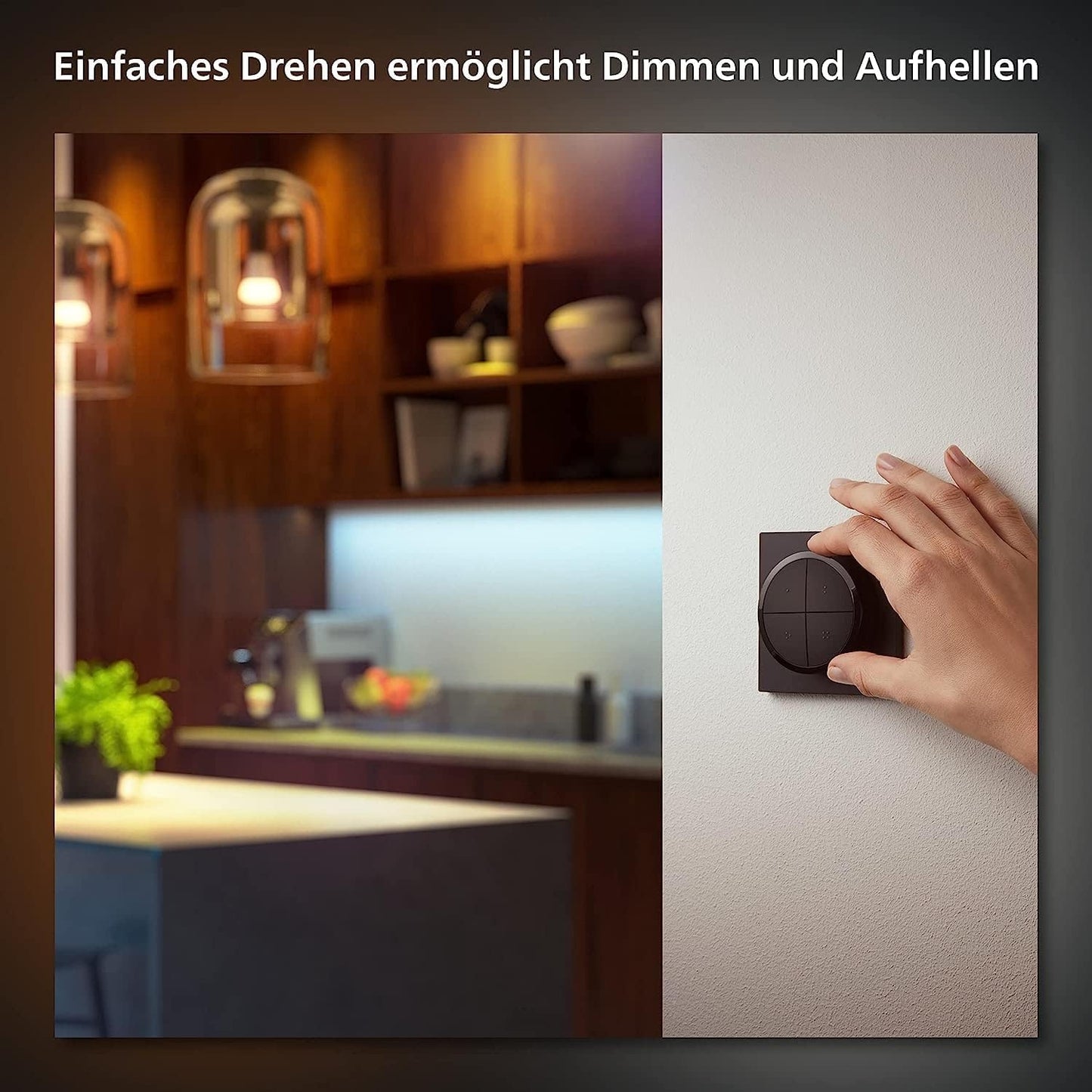 Philips Hue Tap Dial switch for Hue lighting systems, smart dimmer for controlling lights, wireless light switch without installation, black - 929003500201