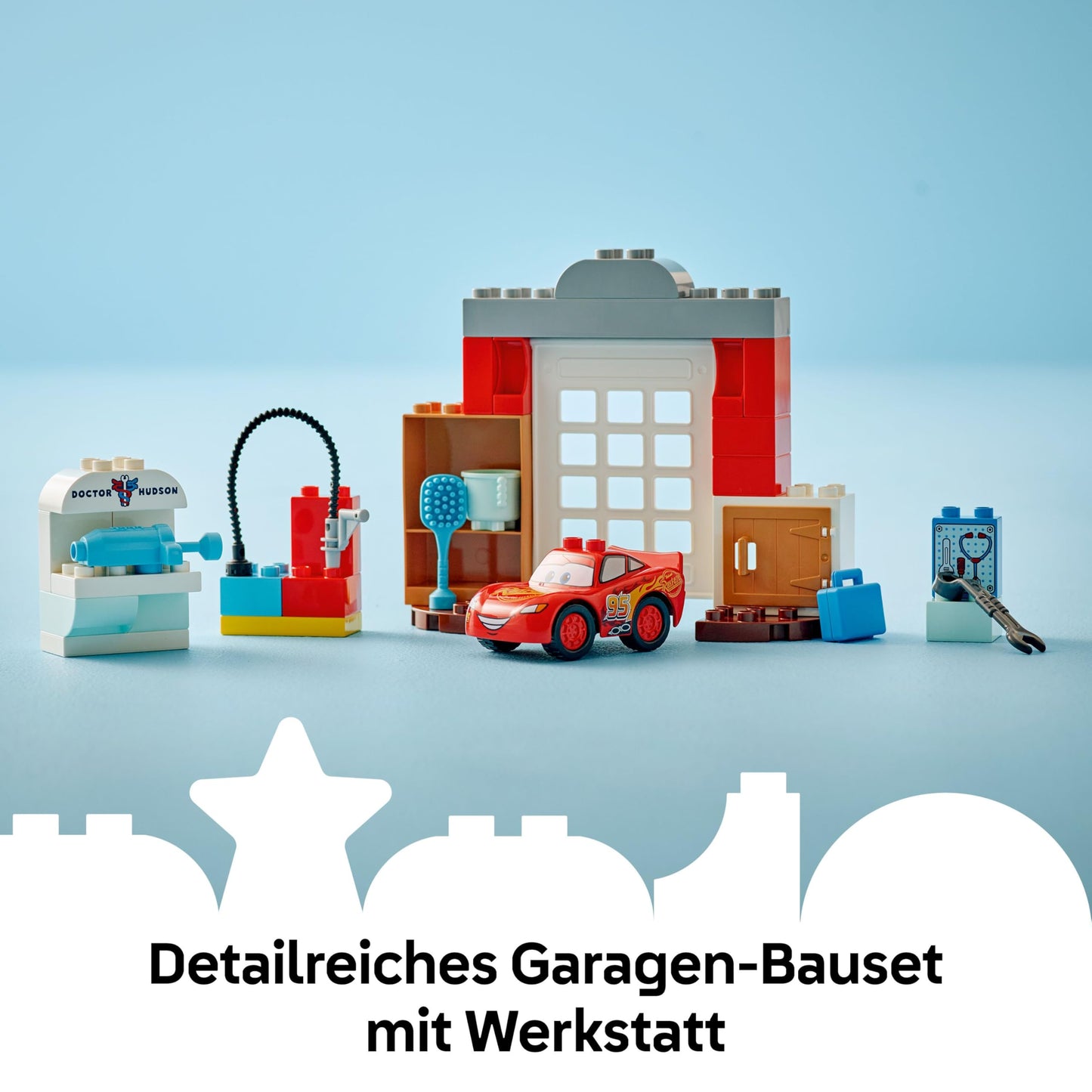 LEGO DUPLO │ Disney and Pixar Cars - McQueen's Visit to Doc's Workshop Racing Car for Toddlers with Lightning McQueen & Doc Hudson, Toy Car & Car Wash Accessories for Children Ages 2 and Up - 10456