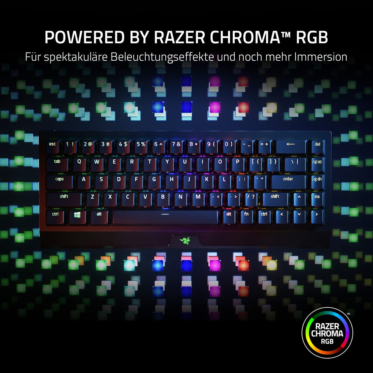 Razer BlackWidow V3 Mini HyperSpeed (Yellow Switch) - Tastatur de gaming mecanică wireless de 65% (Switch-uri mecanice silențioase, Bluetooth, USB-C) cu layout QWERTY US | Negru - RZ03-03890100-R3M1