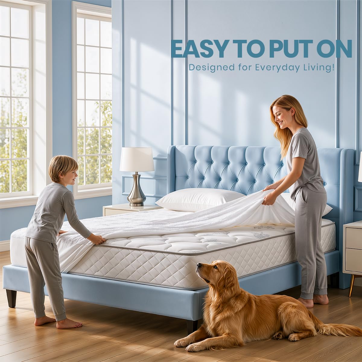 Utopia Bedding mattress protector 182 x 213 x 43 cm waterproof, Oeko-TEX certified mattress topper, breathable, mattress protector, all-round elastic white - UB0050