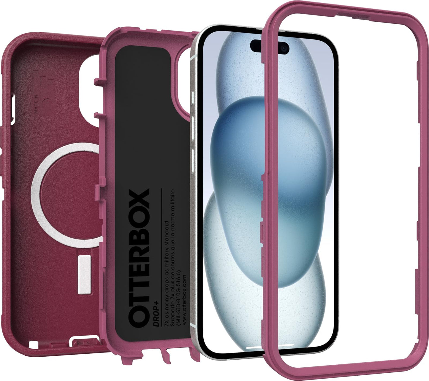 OtterBox Defender Series MagSafe Case for iPhone 17e, 16e, 15, 14, 13, Shockproof, Drop Proof, Ultra Heavy Duty Protective Case, 7X Military Grade Tested, Pink - 77-97535