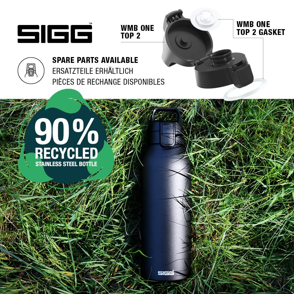 SIGG - Insulated drinking bottle - Thermos bottle Shield Therm One Black - carbonated drinks - leak-proof - dishwasher safe - BPA-free - 90% recycled stainless steel - black - 1.5L - 6167.80