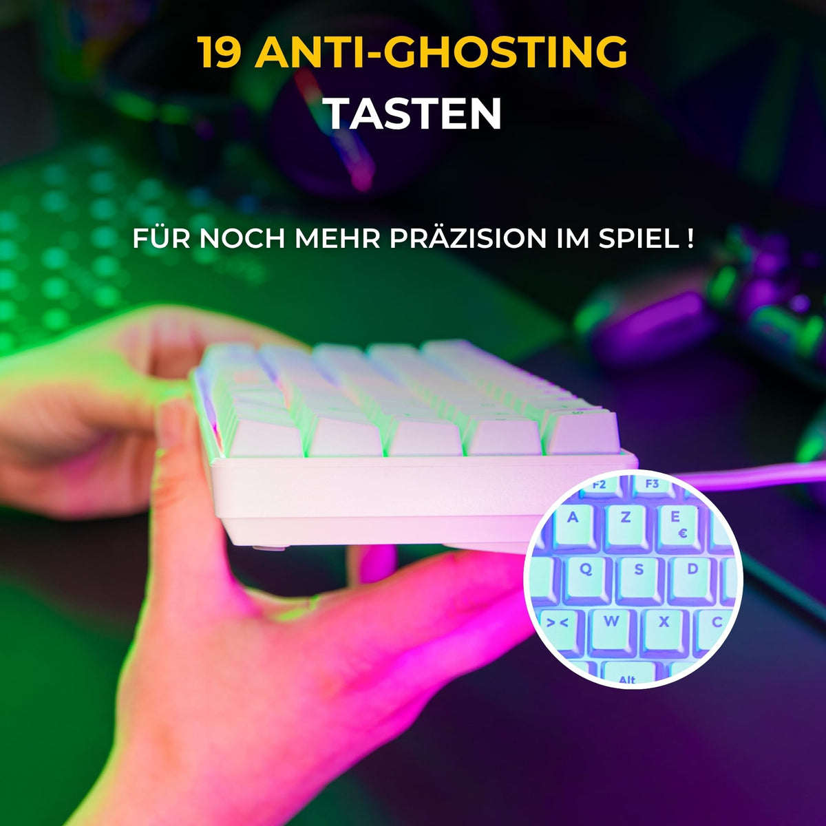The G-Lab Combo Hydrogen - Gaming Keyboard and Mouse Set White QWERTZ DE - COMBO-HYDRO-W