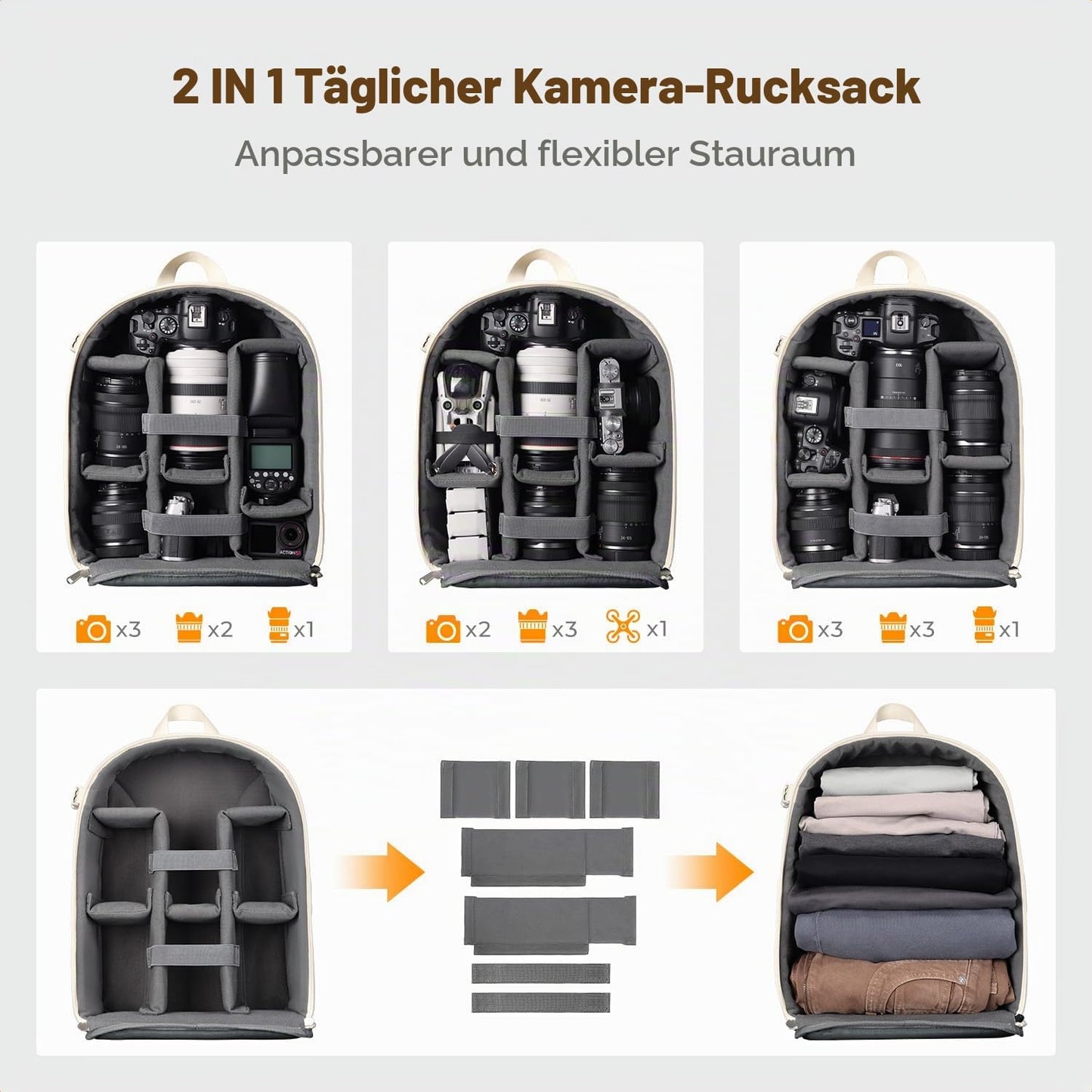 K&F CONCEPT camera backpack photo backpack compact & lightweight with rain cover - KF13.223V5