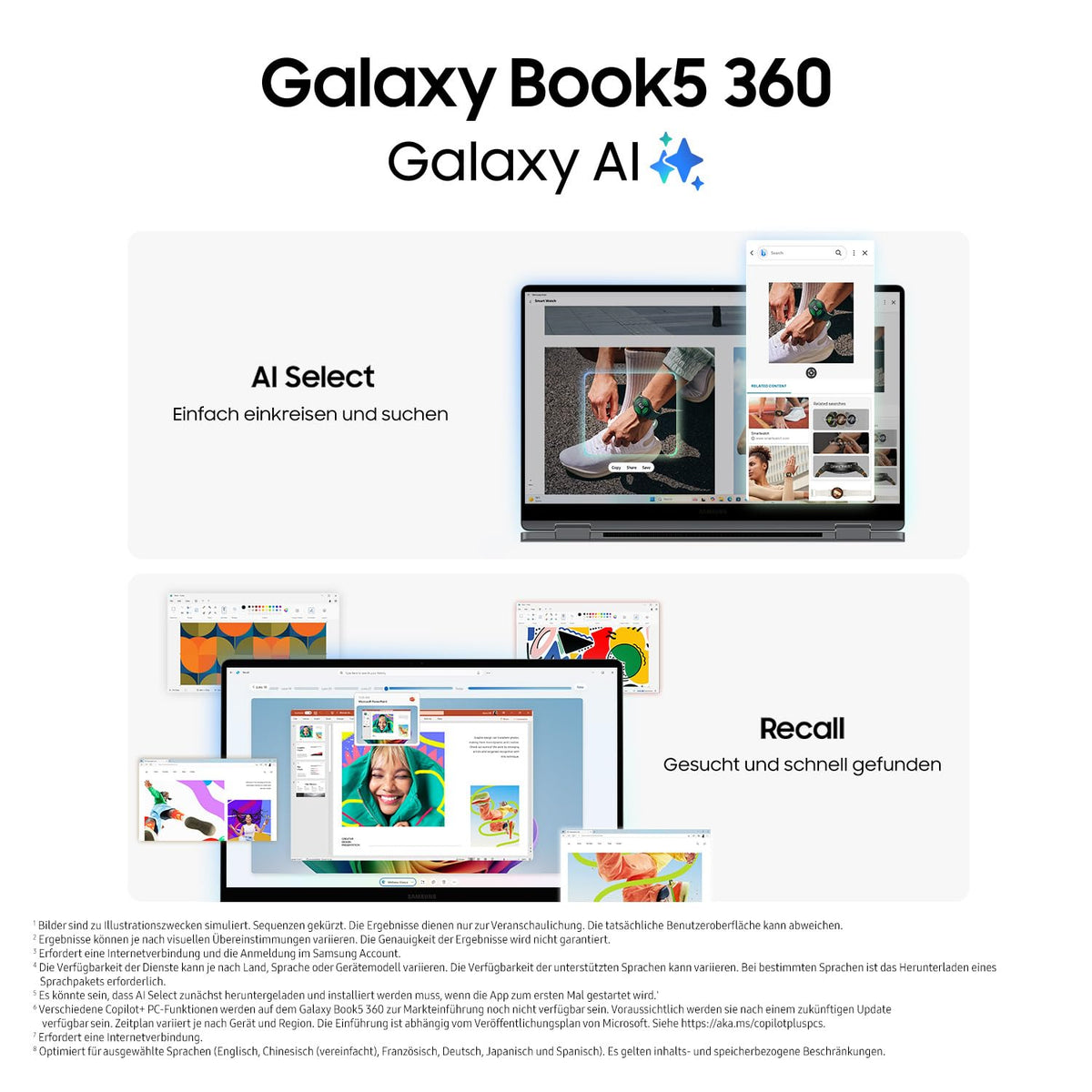 Samsung Galaxy Book5 360 15,6" 2-in-1 Laptop, Convertible AI Notebook cu procesor Intel Core Ultra 7, 32 GB RAM, 1 TB stocare, Moonstone Gray, 3 ani garanție a producătorului [Exclusiv pe Amazon] - NP750QHA-KA4DE