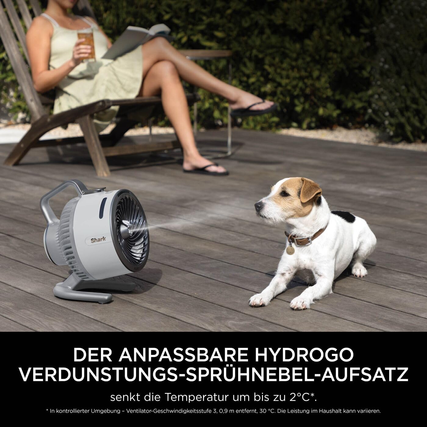 Shark FlexBreeze HydroGo Powerful Fan with Mist, Cooling for Indoor & Outdoor, Quiet & Durable, Wired & Wireless, Compact & Lightweight, 5 Speeds, Pigeon FA050EUDV