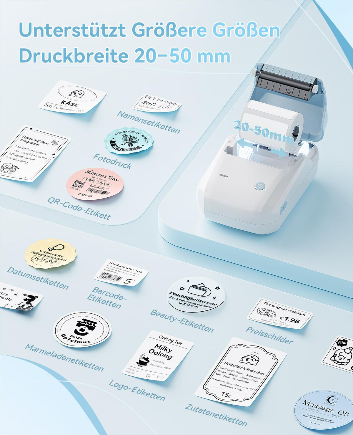 Imprimantă de etichete NIIMBOT B1 cu etichete rezistente la apă, Albastru - 1AC88222808